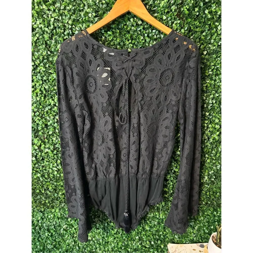 Free People Better With Time Bodysuit Black Size XS NWT